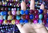 CAA2297 15.5 inches 14mm faceted round banded agate beads