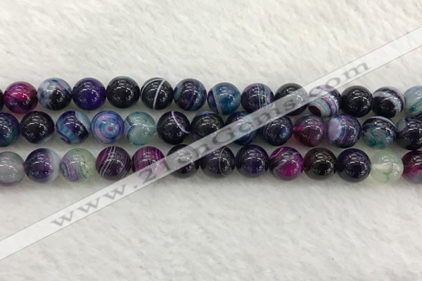 CAA2314 15.5 inches 10mm round banded agate gemstone beads
