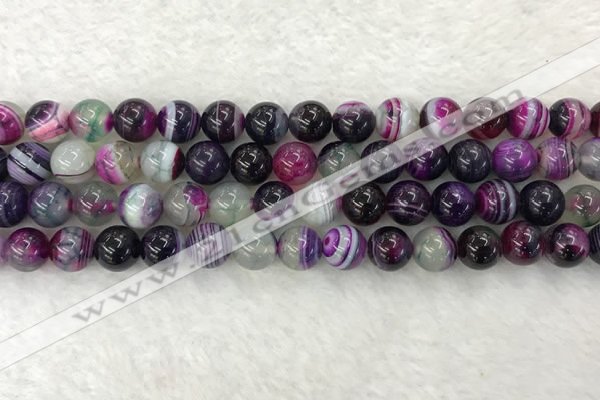 CAA2323 15.5 inches 10mm round banded agate gemstone beads