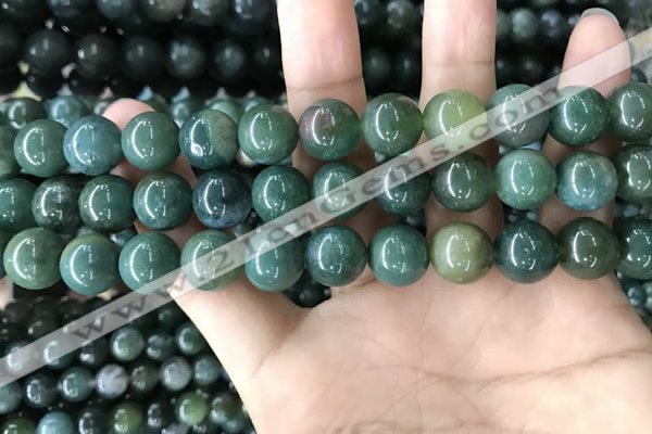 CAA2361 15.5 inches 14mm round moss agate beads wholesale