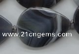 CAA237 15.5 inches 30*40mm flat teardrop grey line agate beads