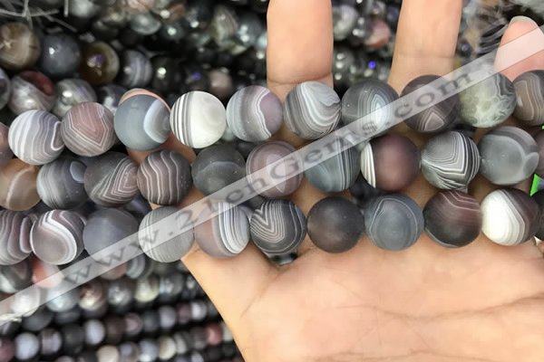 CAA2396 15.5 inches 14mm round matte Botswana agate beads wholesale