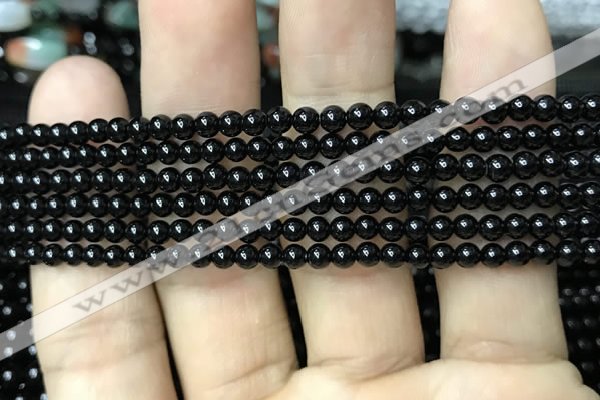 CAA2401 15.5 inches 3mm round black agate beads wholesale