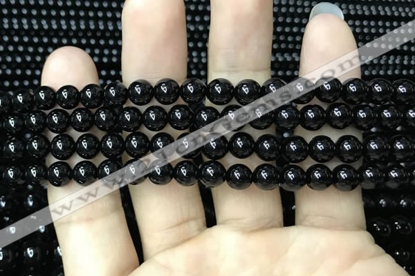 CAA2404 15.5 inches 8mm round black agate beads wholesale