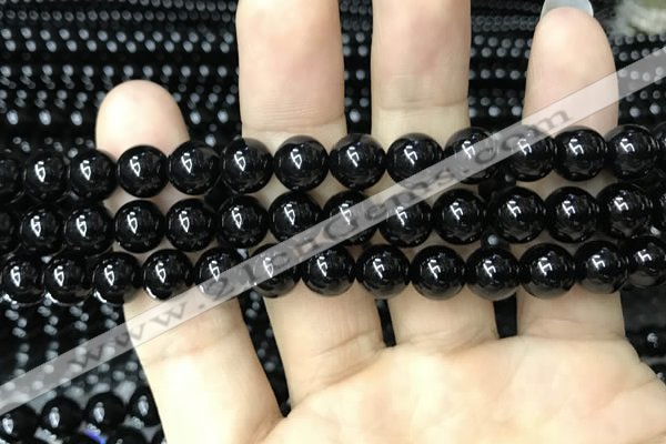 CAA2405 15.5 inches 10mm round black agate beads wholesale