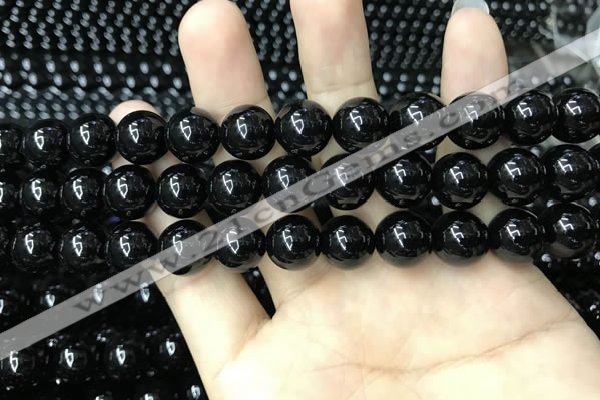 CAA2406 15.5 inches 12mm round black agate beads wholesale