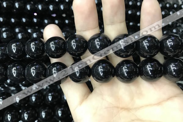 CAA2409 15.5 inches 18mm round black agate beads wholesale