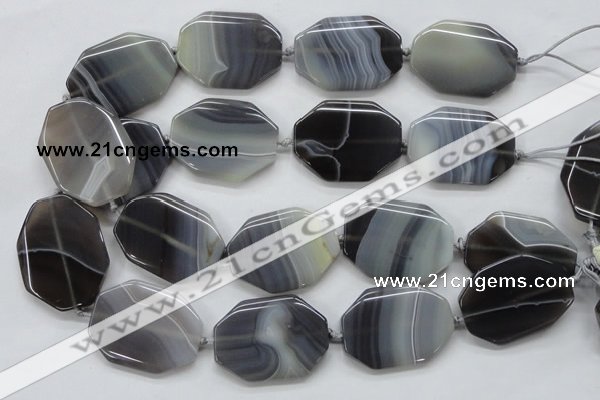 CAA241 15.5 inches 30*40mm octagonal grey line agate beads