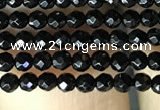 CAA2413 15.5 inches 2mm faceted round black agate beads wholesale