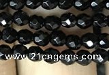 CAA2414 15.5 inches 3mm faceted round black agate beads wholesale