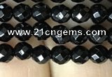 CAA2415 15.5 inches 4mm faceted round black agate beads wholesale