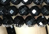 CAA2416 15.5 inches 6mm faceted round black agate beads wholesale