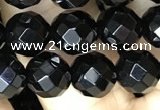 CAA2417 15.5 inches 8mm faceted round black agate beads wholesale