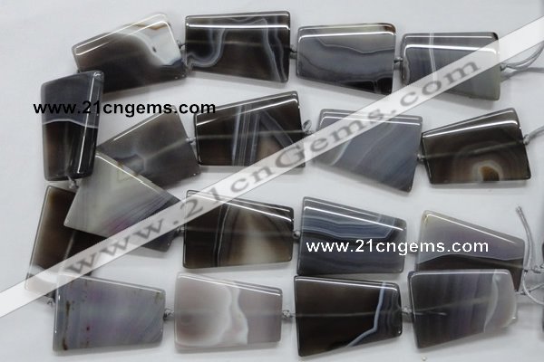 CAA242 15.5 inches 30*40mm trapezoid grey line agate beads