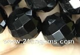 CAA2422 15.5 inches 18mm faceted round black agate beads wholesale
