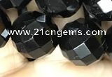 CAA2423 15.5 inches 20mm faceted round black agate beads wholesale