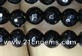 CAA2426 15.5 inches 6mm faceted round black agate beads wholesale