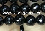 CAA2427 15.5 inches 8mm faceted round black agate beads wholesale