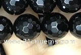 CAA2429 15.5 inches 12mm faceted round black agate beads wholesale