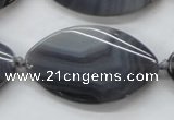 CAA243 15.5 inches 26*43mm twisted marquise grey line agate beads