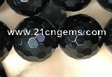 CAA2432 15.5 inches 18mm faceted round black agate beads wholesale