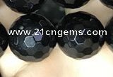 CAA2433 15.5 inches 20mm faceted round black agate beads wholesale