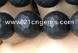 CAA2440 15.5 inches 10mm faceted round matte black agate beads