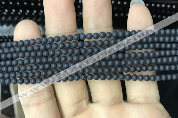 CAA2445 15.5 inches 2mm round matte black agate beads wholesale