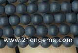 CAA2446 15.5 inches 3mm round matte black agate beads wholesale