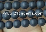 CAA2447 15.5 inches 4mm round matte black agate beads wholesale