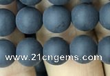 CAA2449 15.5 inches 8mm round matte black agate beads wholesale