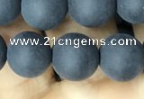 CAA2451 15.5 inches 12mm round matte black agate beads wholesale