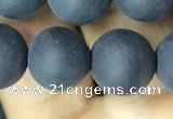 CAA2452 15.5 inches 14mm round matte black agate beads wholesale