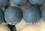 CAA2454 15.5 inches 18mm round matte black agate beads wholesale