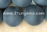 CAA2455 15.5 inches 20mm round matte black agate beads wholesale