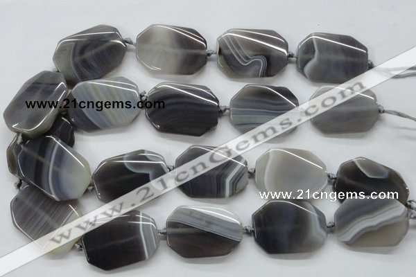 CAA246 15.5 inches 30*40mm twisted octagonal grey line agate beads