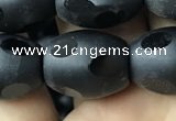 CAA2465 15.5 inches 12*16mm carved rice matte black agate beads