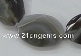 CAA247 15.5 inches 22*32mm faceted oval grey line agate beads