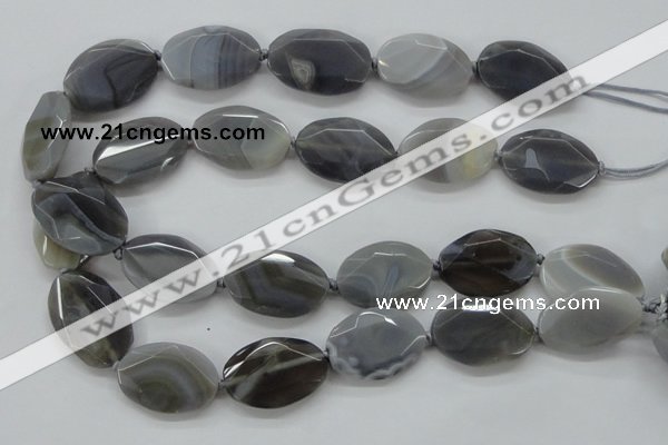 CAA247 15.5 inches 22*32mm faceted oval grey line agate beads