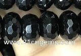 CAA2472 15.5 inches 8*12mm faceted rondelle black agate beads