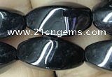 CAA2483 15.5 inches 8*16mm twisted rice black agate beads