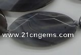 CAA249 15.5 inches 26*50mm faceted oval grey line agate beads