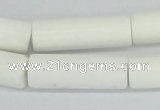 CAA25 15.5 inches 10*30mm cylinder white agate gemstone beads