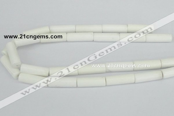 CAA25 15.5 inches 10*30mm cylinder white agate gemstone beads