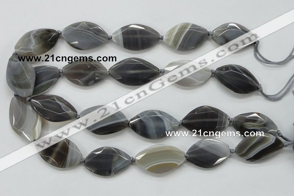 CAA250 15.5 inches 22*30mm faceted marquise grey line agate beads