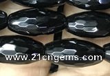 CAA2500 15.5 inches 6*16mm faceted rice black agate beads wholesale