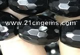 CAA2504 15.5 inches 13*18mm faceted rice black agate beads wholesale