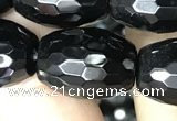 CAA2505 15.5 inches 15*20mm faceted rice black agate beads wholesale