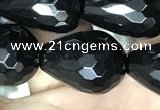 CAA2516 15.5 inches 13*18mm faceted teardrop black agate beads