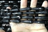 CAA2519 15.5 inches 8*30mm faceted teardrop black agate beads